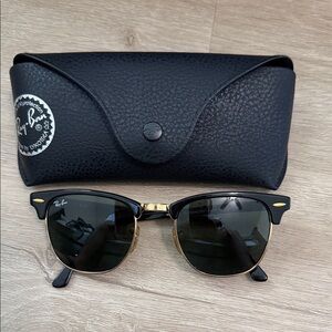Ray-Ban Black and Gold Sunglasses with Case